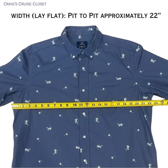 George Blue Casual Button Down Shirt with Palm Tree Print Men’s Large - Picture 5 of 7